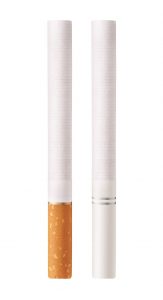 Isolated on white background cigarettes with orange and white fi